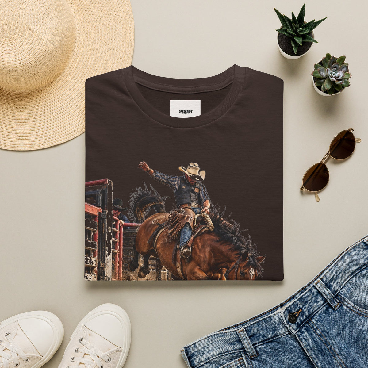 Rodeo Bucking Horse T-Shirt — 'Roping for Eight' Western Cowboy Shirt