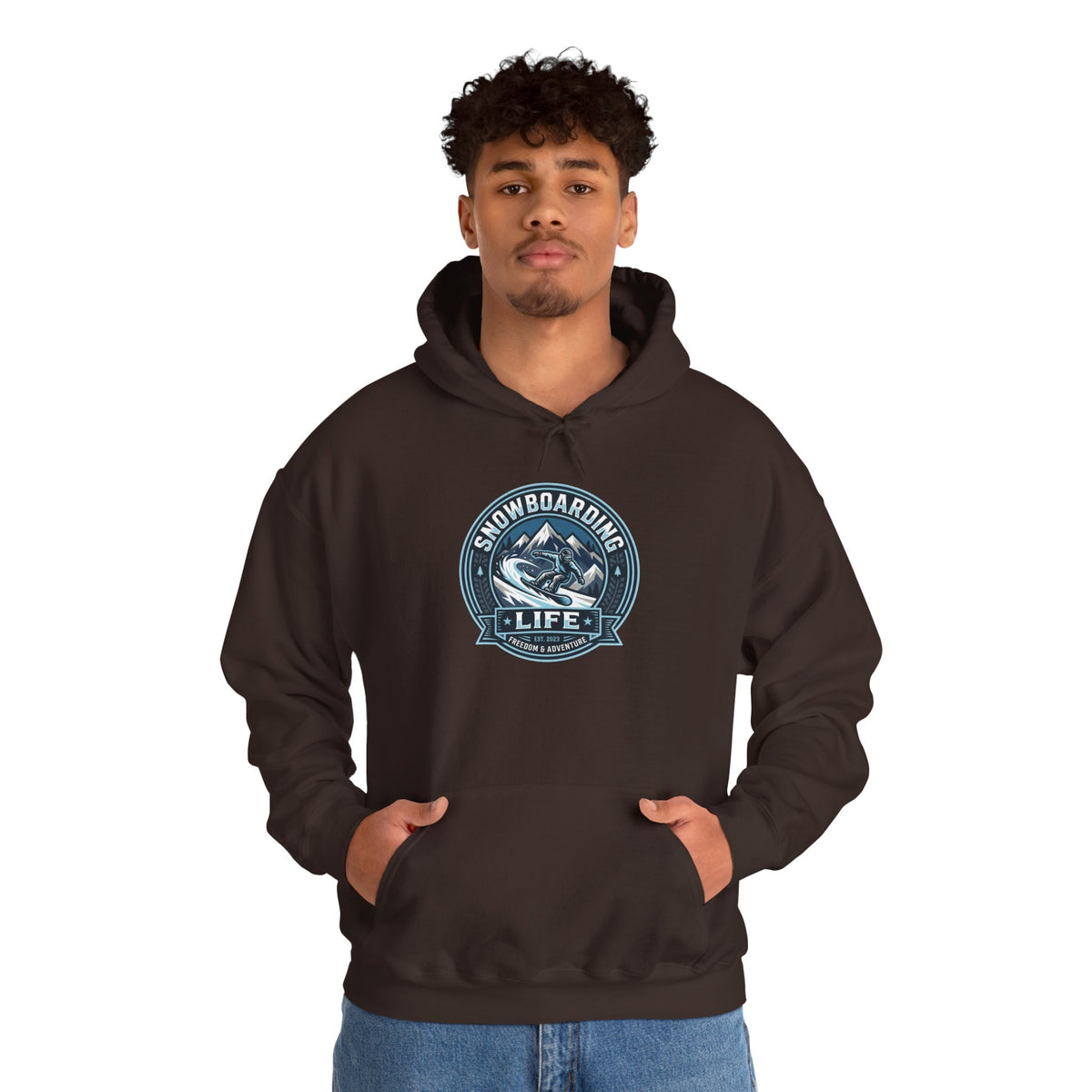 Snowboarding Hoodie – "Snowboarding Life" Graphic Pullover with Backboarder Illustration