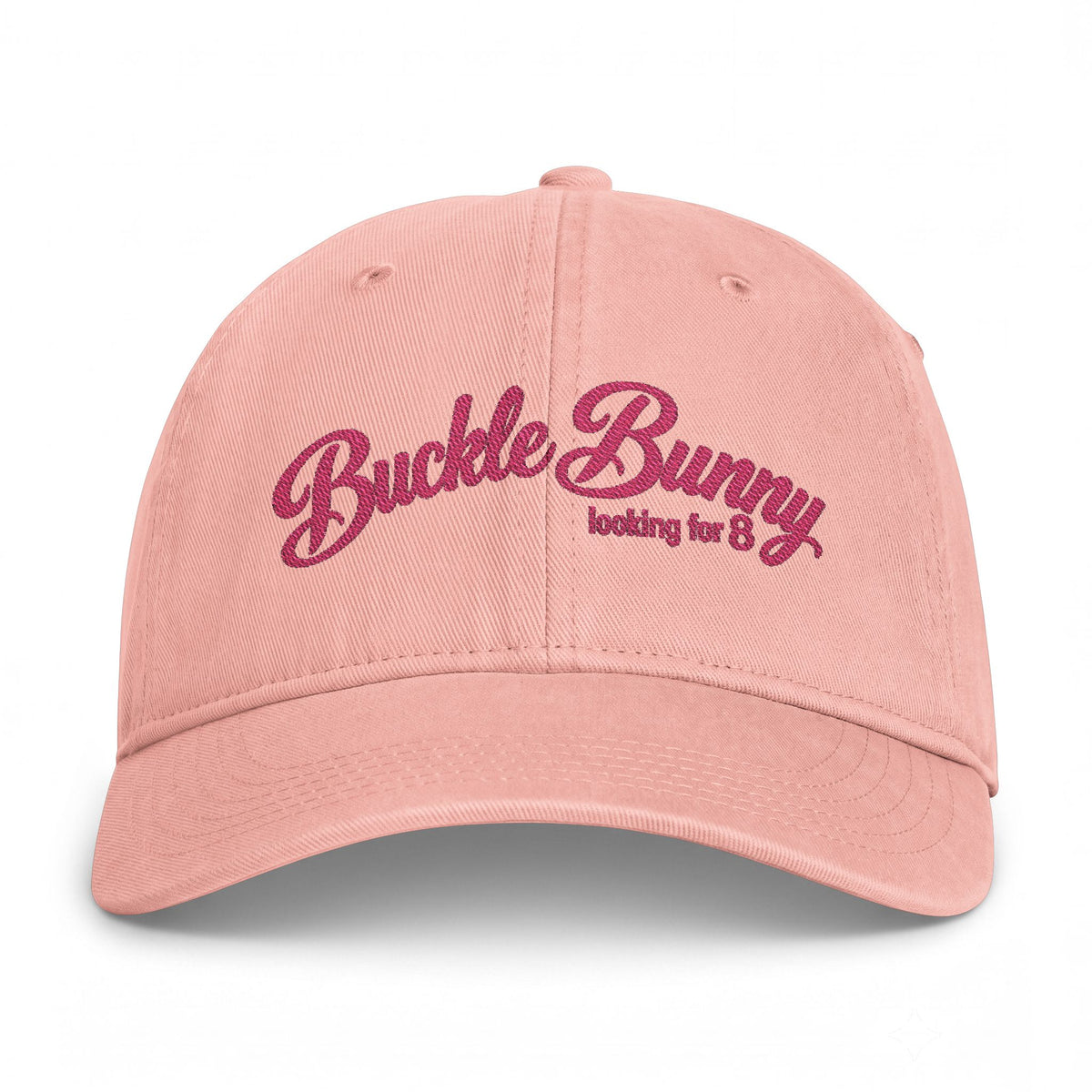 Coastal Washed Cap — Pink Script "Buckle Bunny" Embroidered Baseball Hat