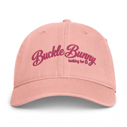 Coastal Washed Cap — Pink Script "Buckle Bunny" Embroidered Baseball Hat