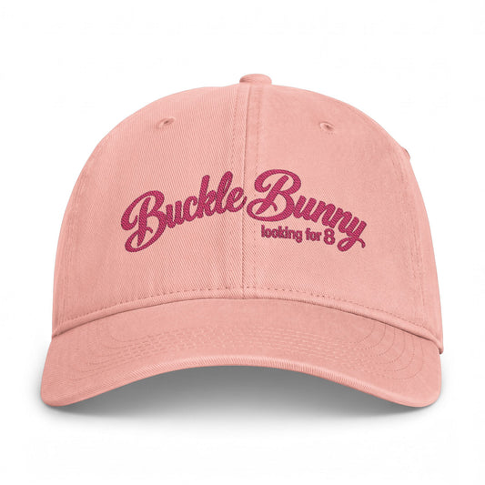 Coastal Washed Cap — Pink Script "Buckle Bunny" Embroidered Baseball Hat