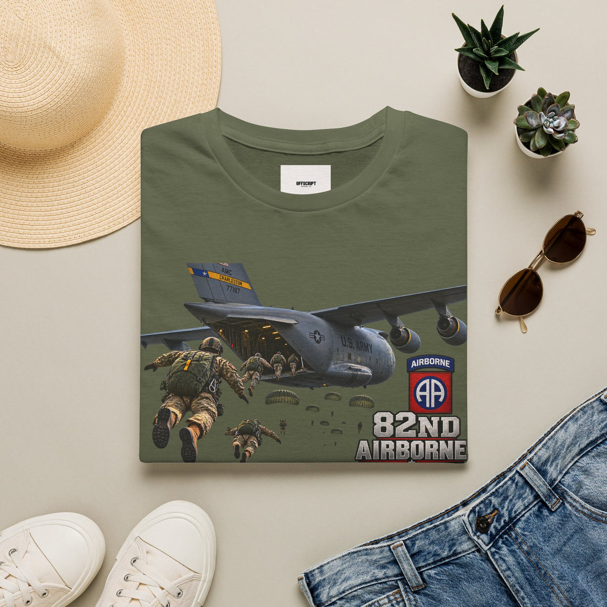 82nd Airborne Paratrooper T-Shirt — Military Jump C-17 Skydiving Design