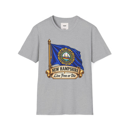 New Hampshire Flag T-Shirt — "Live Free or Die" State Pride Tee