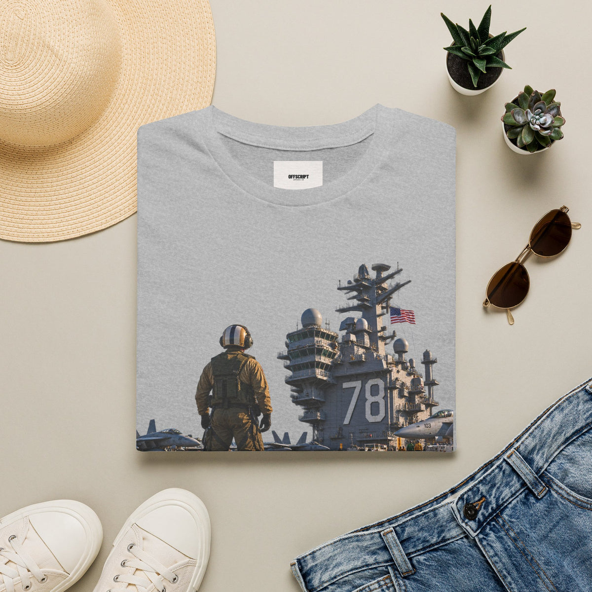 Aircraft Carrier Deck T‑Shirt – Navy Sailor & Carrier 78 Graphic