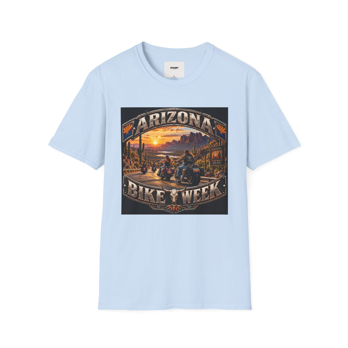 Arizona Bike Week Sunset T-Shirt — Vintage Motorcycle Desert Road Tee