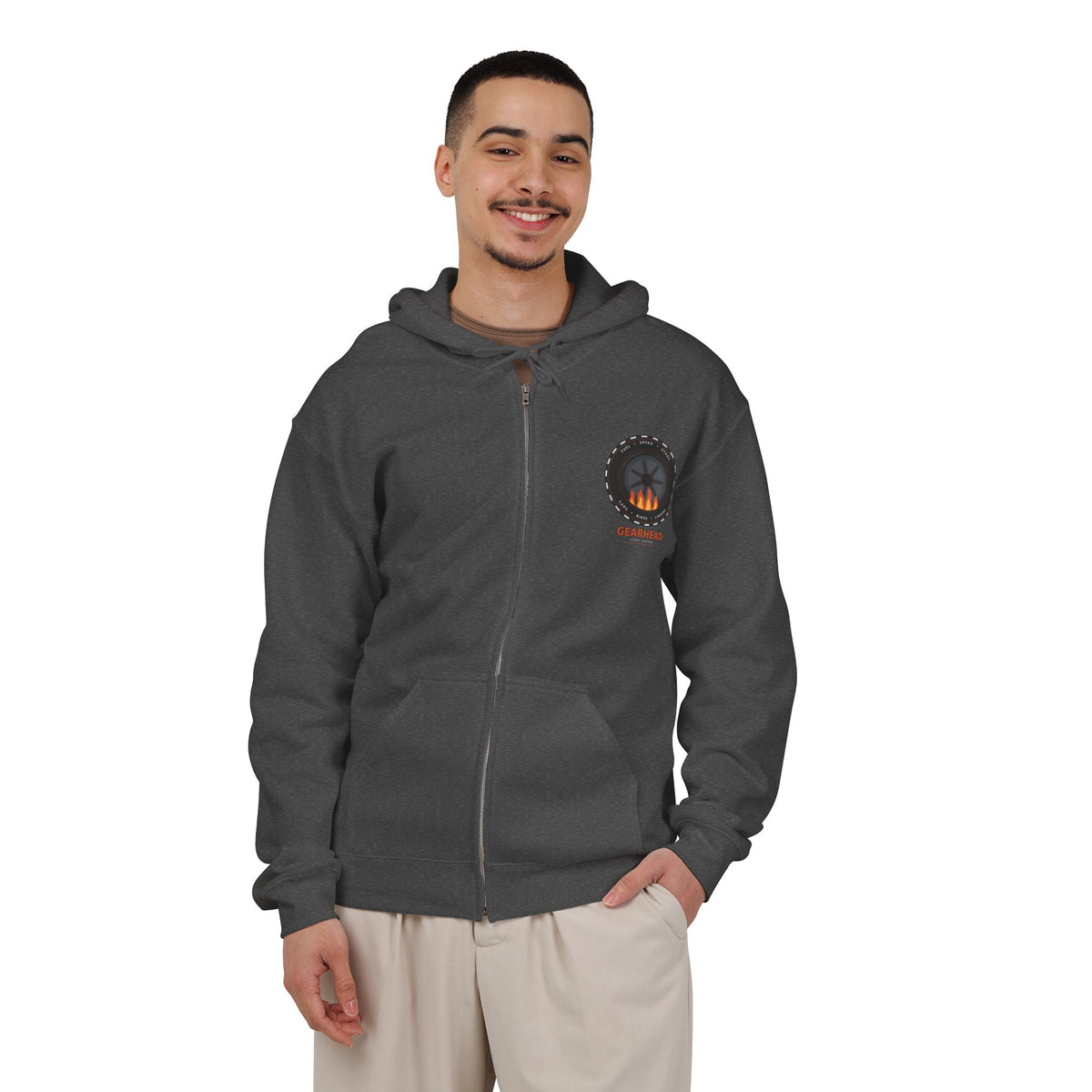 Classic Red Corvette Burnout Zip Hoodie