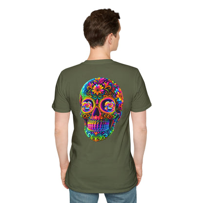Sugar Skull T-Shirt — Colorful Day of the Dead Floral Skull Tee