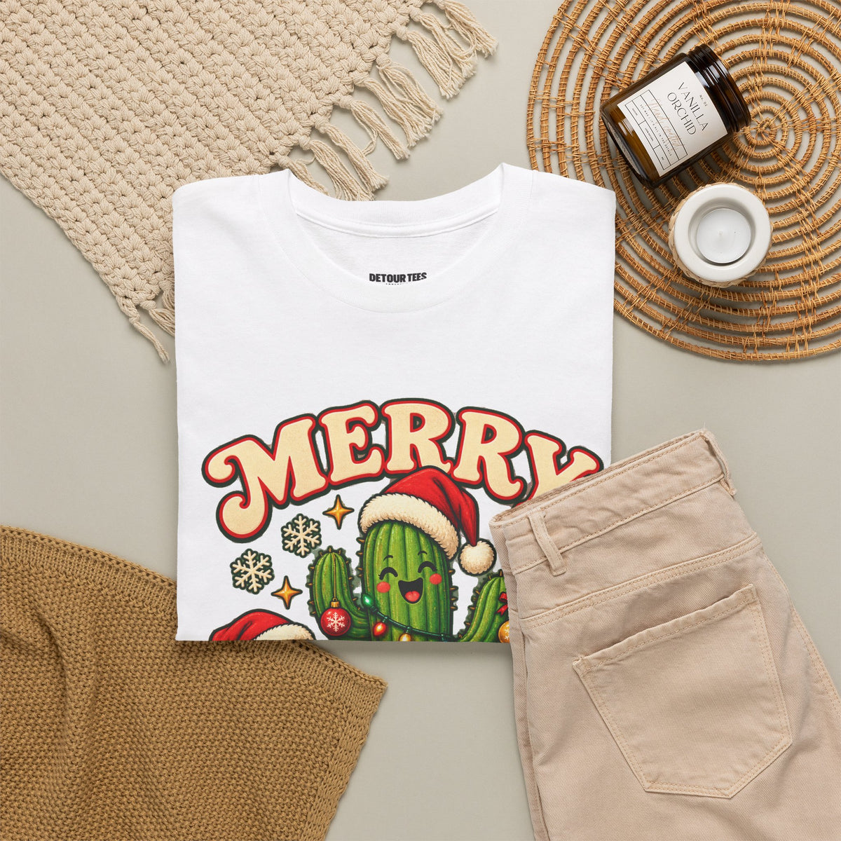 Merry Cactus Christmas Tee — Festive Holiday Cactus Shirt