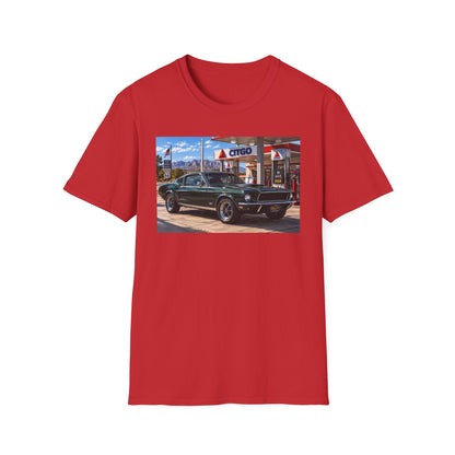 Classic Mustang Gas Station Tee — Retro Muscle Car T-Shirt