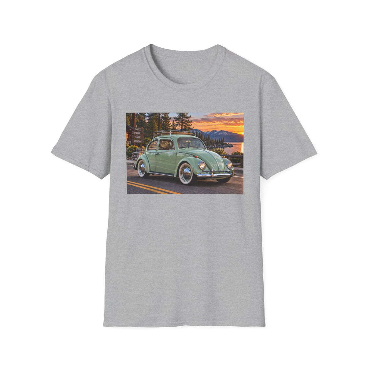 Classic VW Beetle Sunset T-Shirt — Vintage Car Lover Tee
