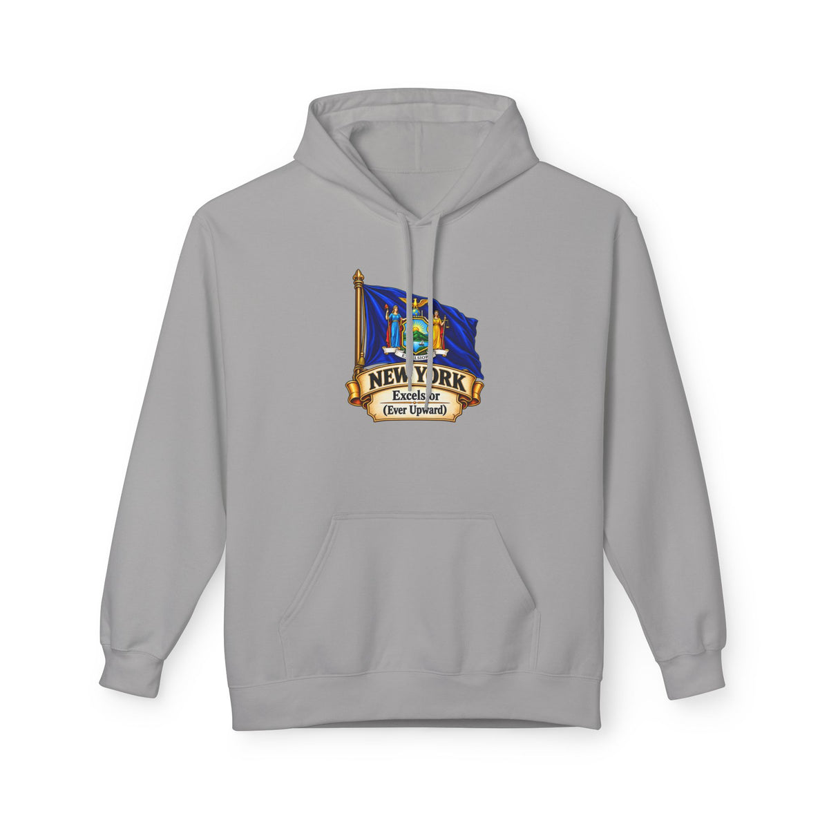 New York State Flag Hoodie – "Excelsior (Ever Upward)" Graphic Pullover