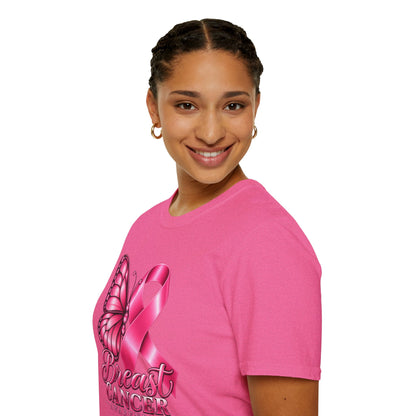 Pink Ribbon Butterfly Breast Cancer Awareness T-Shirt | Support Ribbon Tee