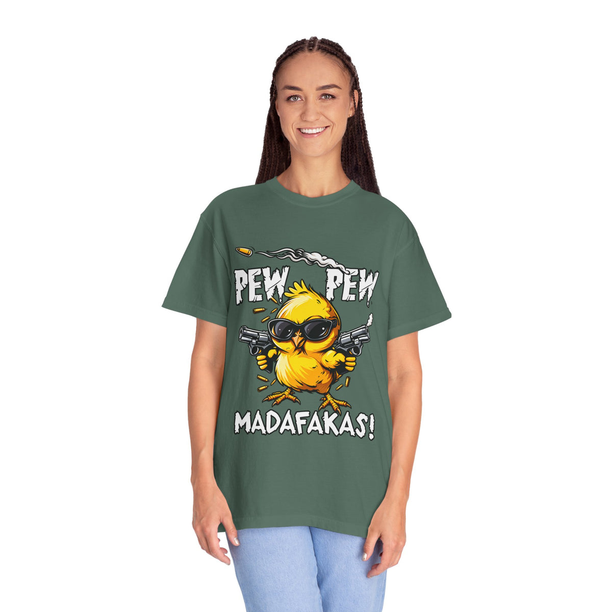 Pew Pew Madafakas Funny Duck Graphic T-Shirt