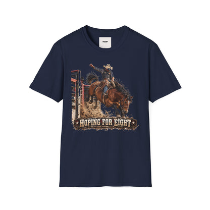 Rodeo Bucking Horse T-Shirt — 'Roping for Eight' Western Cowboy Shirt