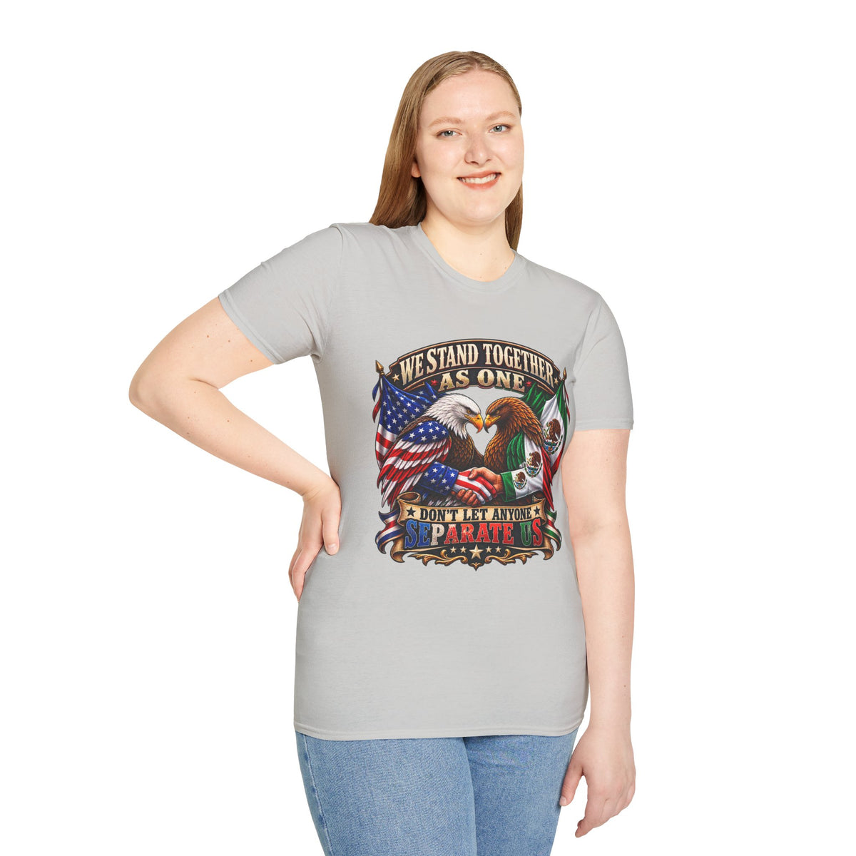 We Stand Together As One Eagle T-Shirt — USA & Mexico Unity Patriotic Tee