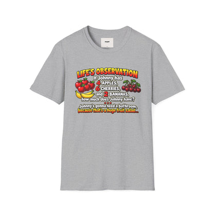 Life’s Observation Fruit Puzzle T-Shirt — Funny Johnny Math Joke Tee