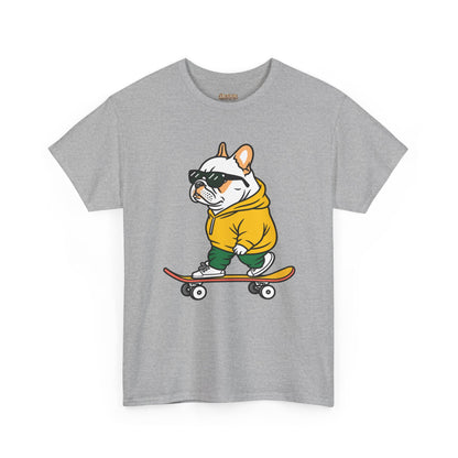 Skateboarding French Bulldog T‑Shirt – Cute Bulldog on Skateboard Graphic Tee
