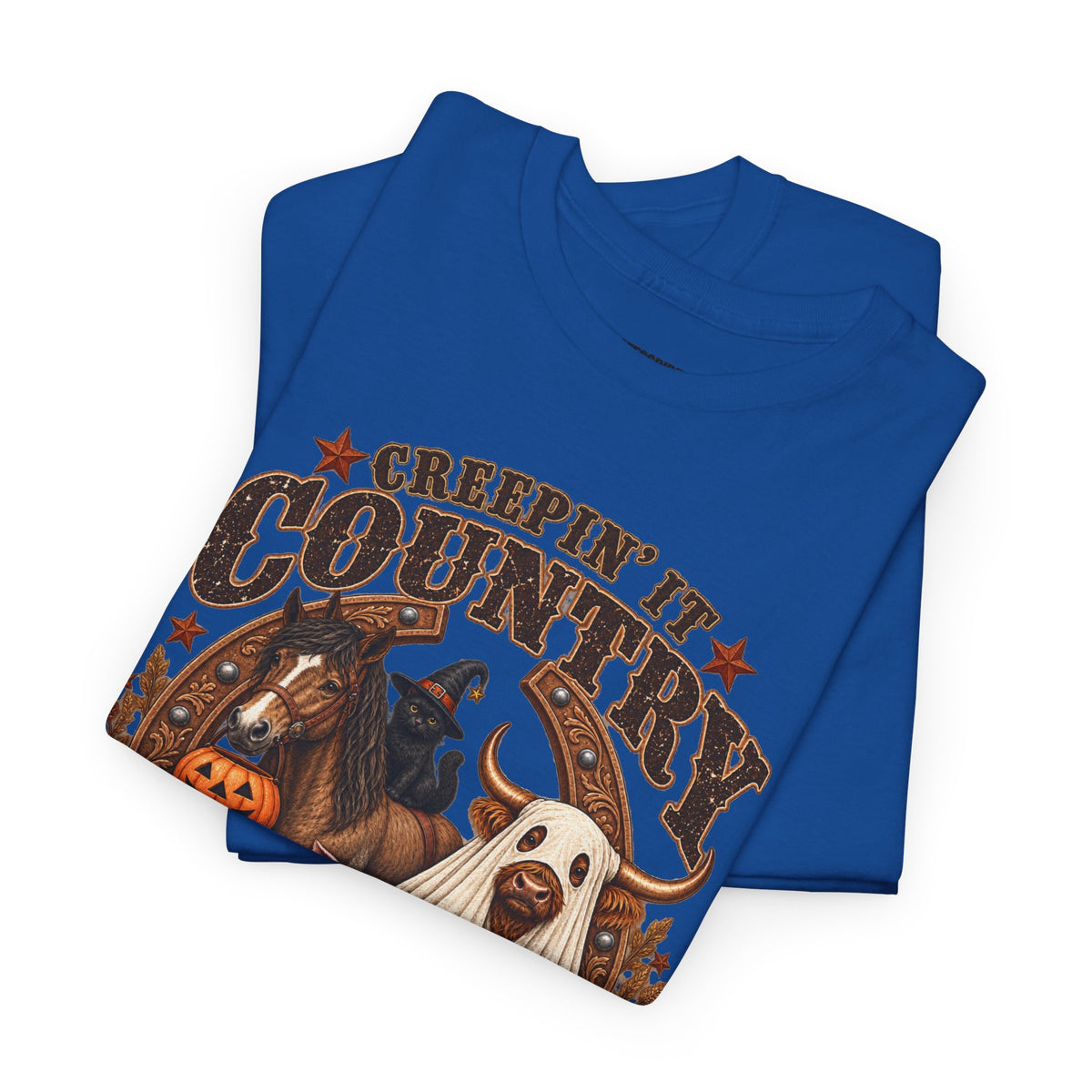 Country Halloween Tee — "Keepin' It Country Boo Y'all" Farm Animal Pumpkin T-Shirt