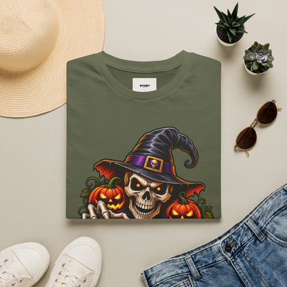 Halloween Skull Witch T-Shirt — "Trick or Treat" Pumpkin Tee