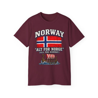 Norway Flag Viking Ship T‑Shirt — "Alt For Norge" Patriotic Tee