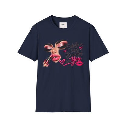 T-Shirt — "Confidence Looks Beautiful on You" Glam Makeup Graphic