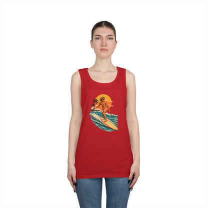 Surfing Sunset Tank — Retro Surfer Graphic Tank Top