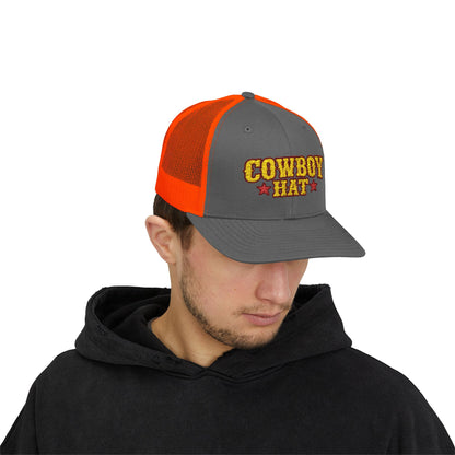 Cowboy Hat Snapback Trucker Cap – Western Rodeo Mesh Back Hat