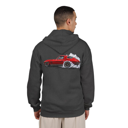 Classic Red Corvette Burnout Zip Hoodie