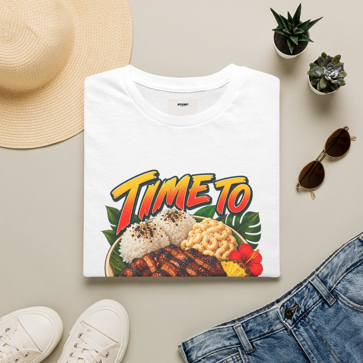 Time To Grind T-Shirt — Hawaiian Plate BBQ Graphic Tee