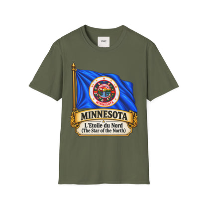 Minnesota Flag T-Shirt - 'Minnesota: L'Étoile du Nord / The Star of the North' Graphic Tee