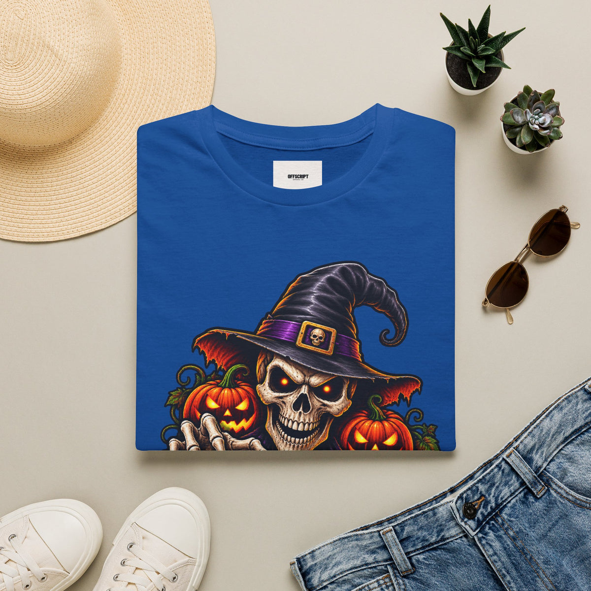 Halloween Skull Witch T-Shirt — "Trick or Treat" Pumpkin Tee