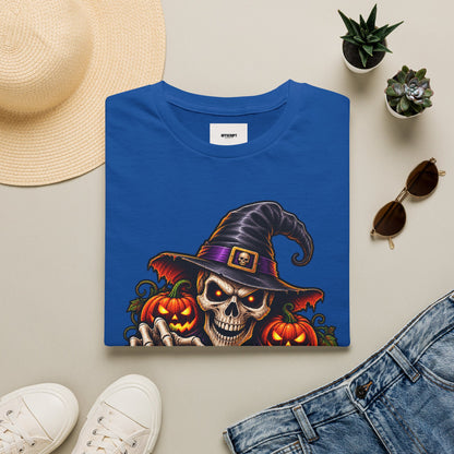 Halloween Skull Witch T-Shirt — "Trick or Treat" Pumpkin Tee