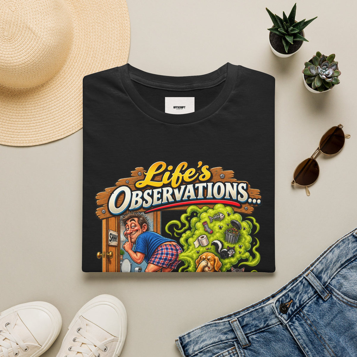 T-Shirt — Life’s Observations Funny Graphic Tee ("Your Farts Don’t Smell Like Sunshine & Rainbows")