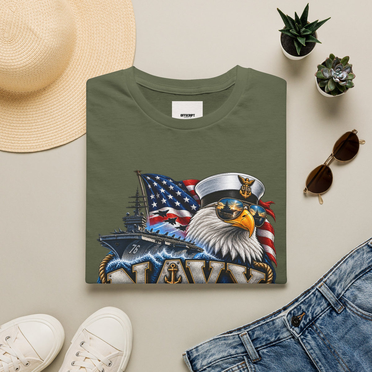 Navy Veteran Eagle T‑Shirt — Patriotic US Navy Flag Design