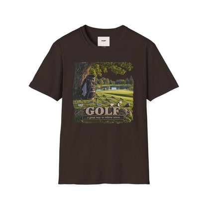 Golf Course Scene T‑Shirt — 'GOLF' Scenic Golfing Graphic Tee