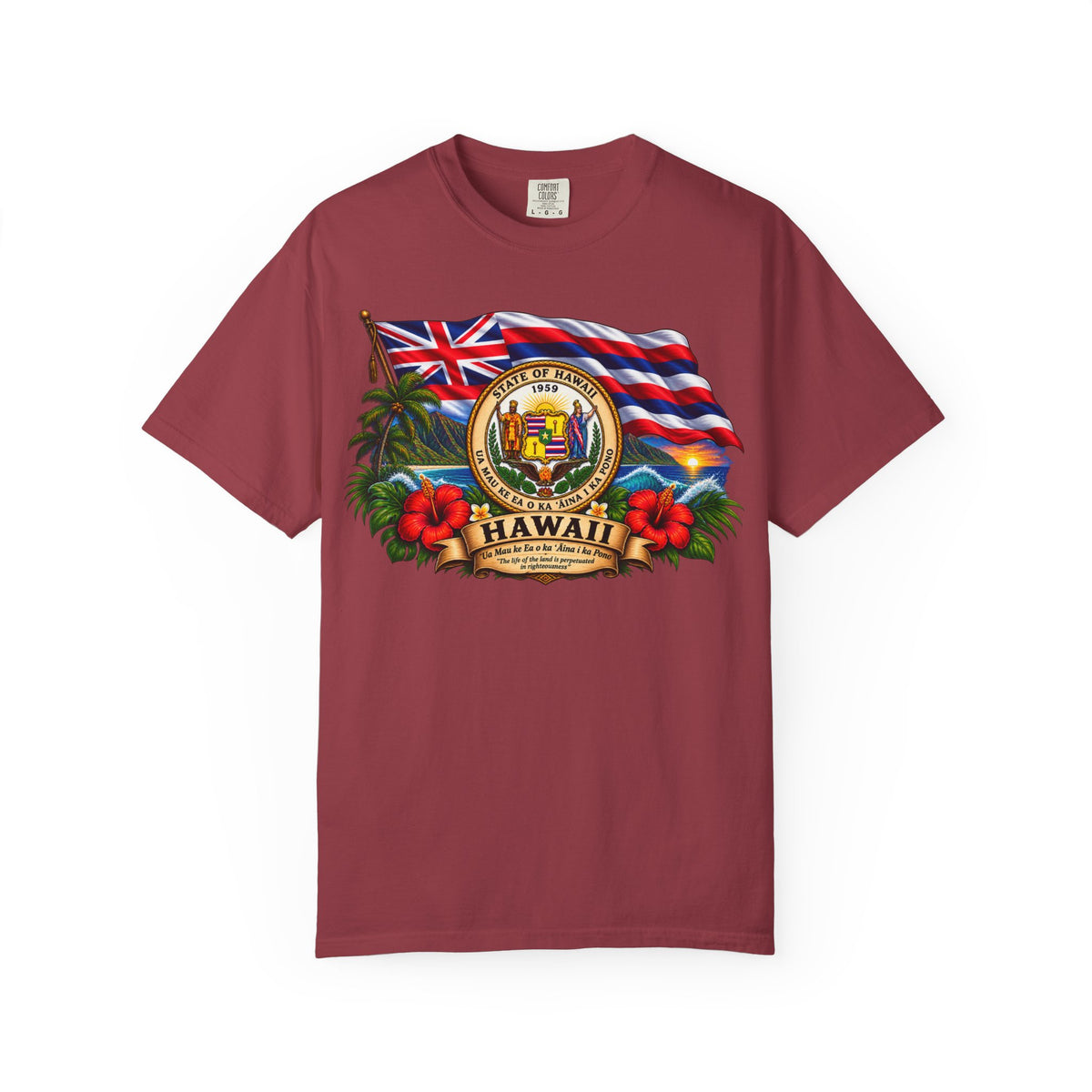 Hawaii State Seal Tee — Vintage Hawaiian Flag & Hibiscus T-Shirt