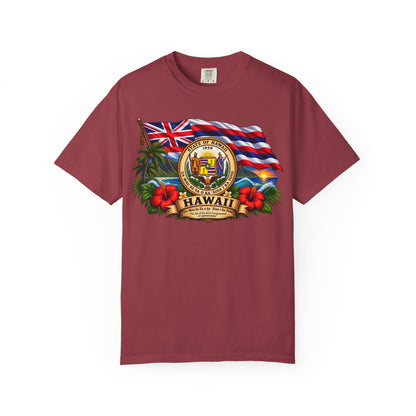 Hawaii State Seal Tee — Vintage Hawaiian Flag & Hibiscus T-Shirt