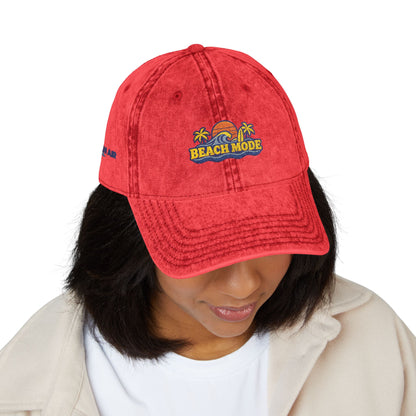 Vintage Embroidered Beach House Cap — Washed Red Dad Hat