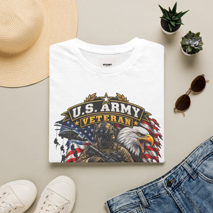 U.S. Army Veteran T-Shirt — Special Forces Eagle American Flag Design