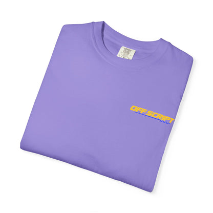 T-Shirt — Off Script Vinyl Graphic Tee: "Make Your Own Plans" Retro Racing Design