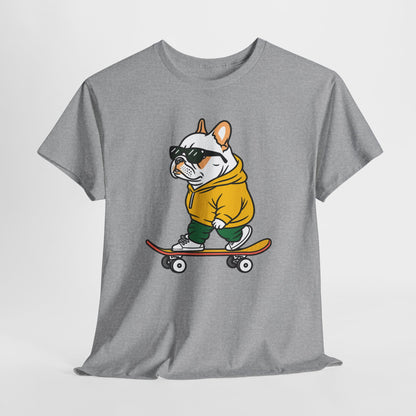 Skateboarding French Bulldog T‑Shirt – Cute Bulldog on Skateboard Graphic Tee