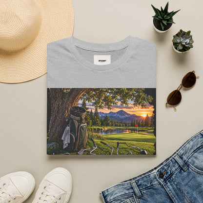 Golf Relaxation T-Shirt — "GOLF: a great way to relieve stress" Scenic Sunset Design