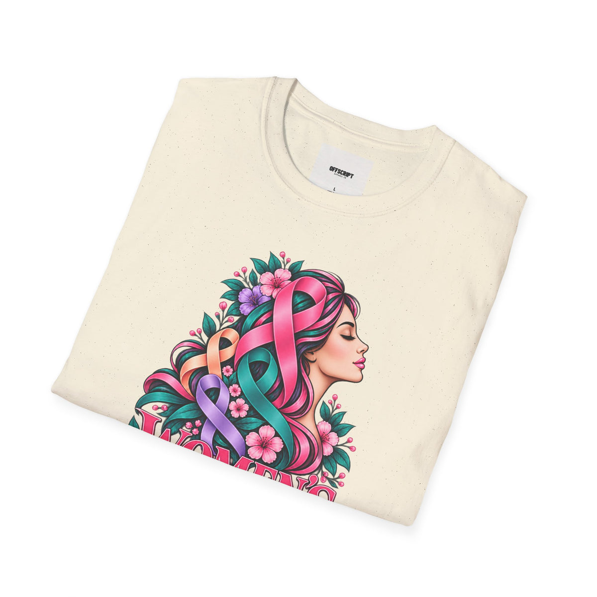 Women's Cancer Awareness T-Shirt — Pink Ribbon Floral Support Tee