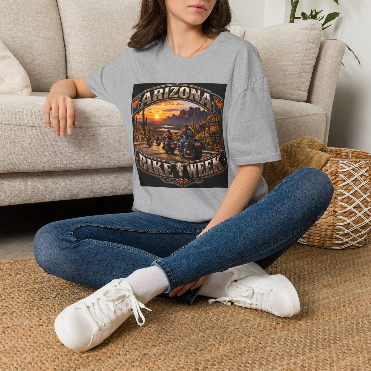 Arizona Bike Week Sunset T-Shirt — Vintage Motorcycle Desert Road Tee