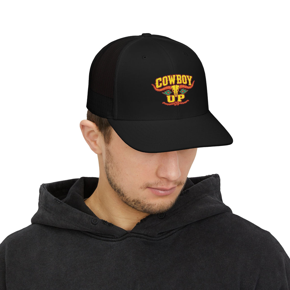 Cowboy Up Trucker Cap - Western Snapback Hat