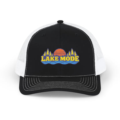 Lake Mode Trucker Hat — Embroidered Sunset Snapback Cap