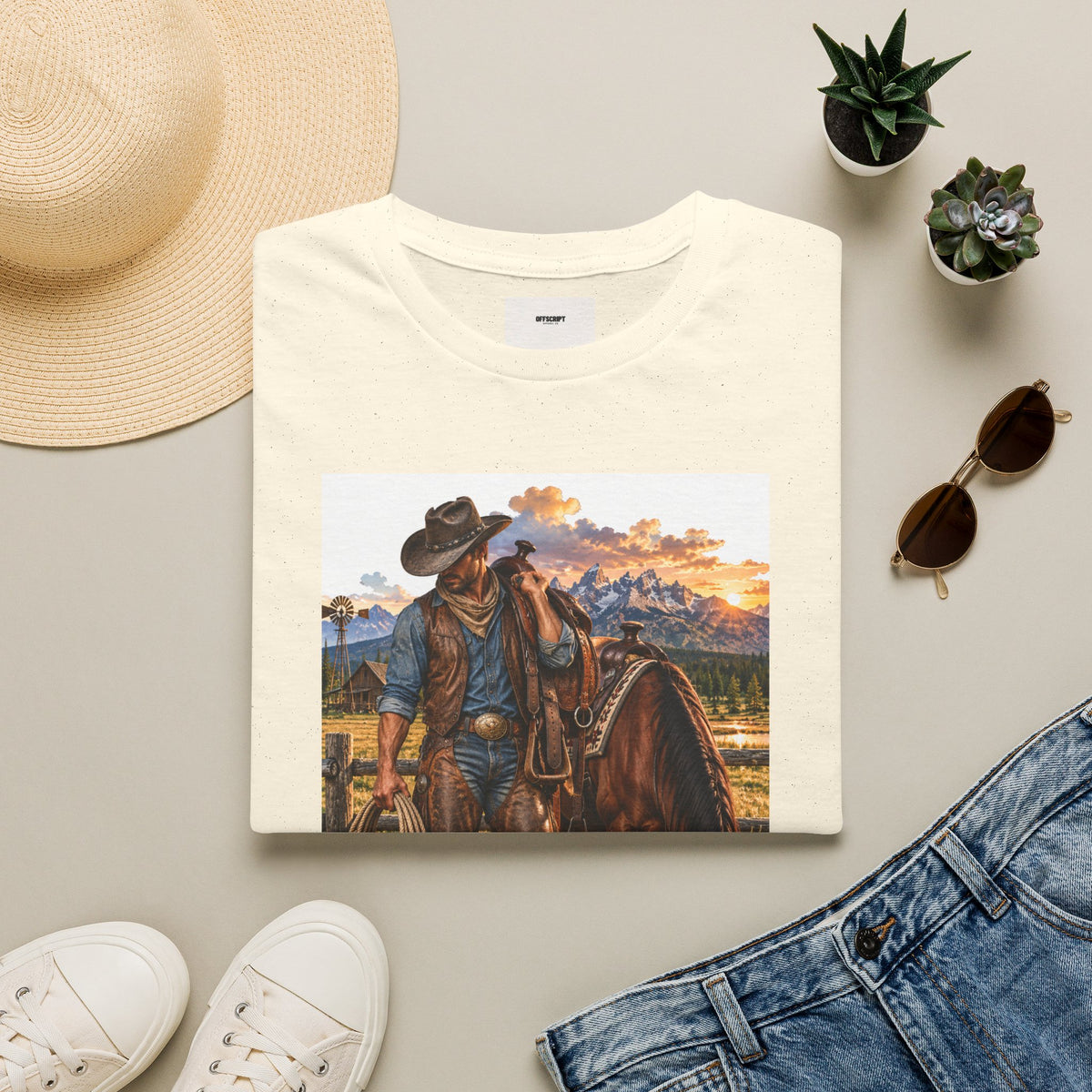 Cowboy Sunset T-Shirt — Western Ranch Horse Graphic
