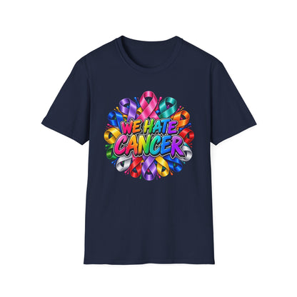 We Hate Cancer T-Shirt — Multicolor Cancer Awareness Ribbon Tee
