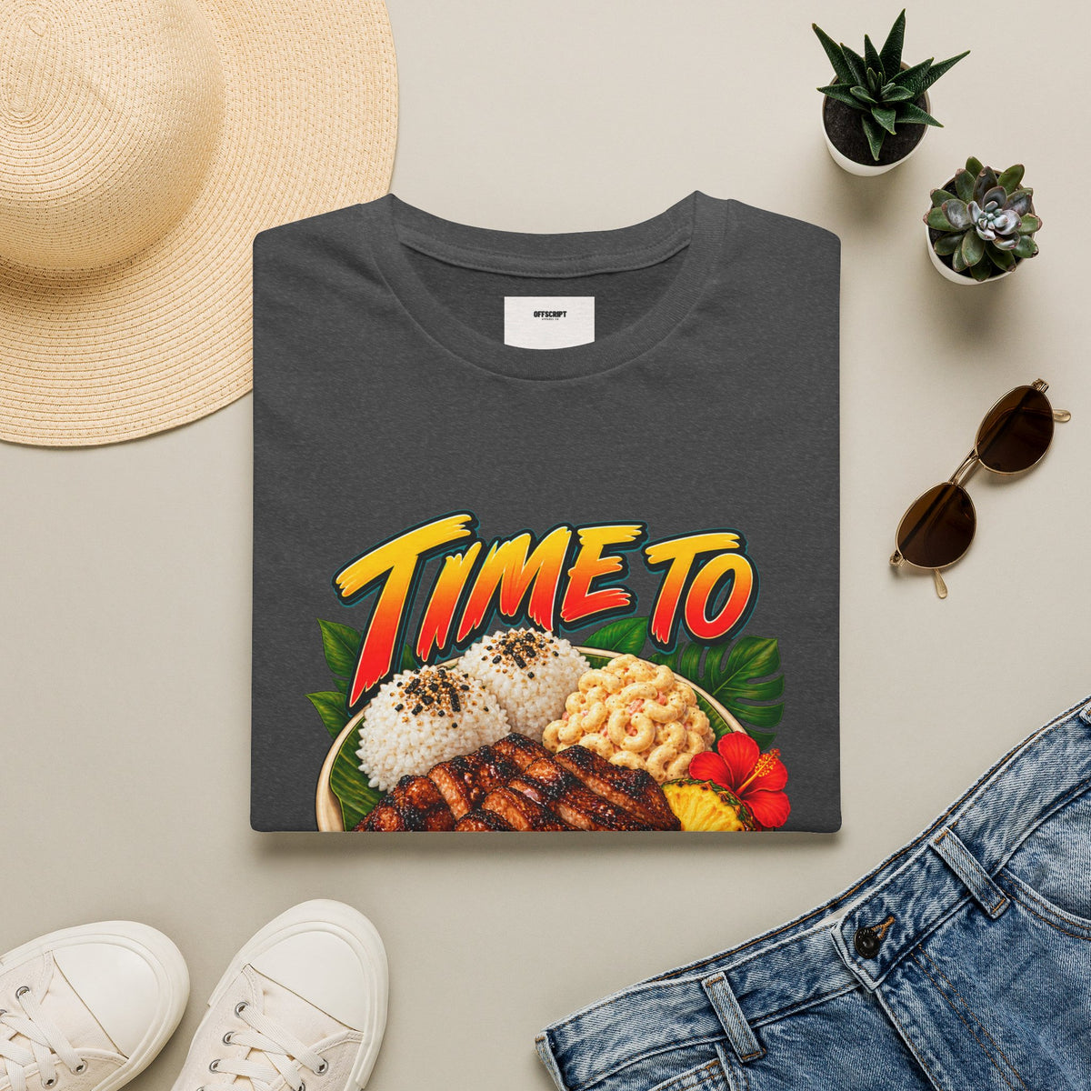 Time To Grind T-Shirt — Hawaiian Plate BBQ Graphic Tee