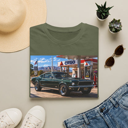 Classic Mustang Gas Station Tee — Retro Muscle Car T-Shirt
